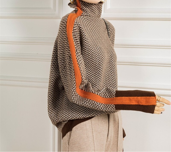 Éléonore | Maglione Collo Alto Luxe in Chevron