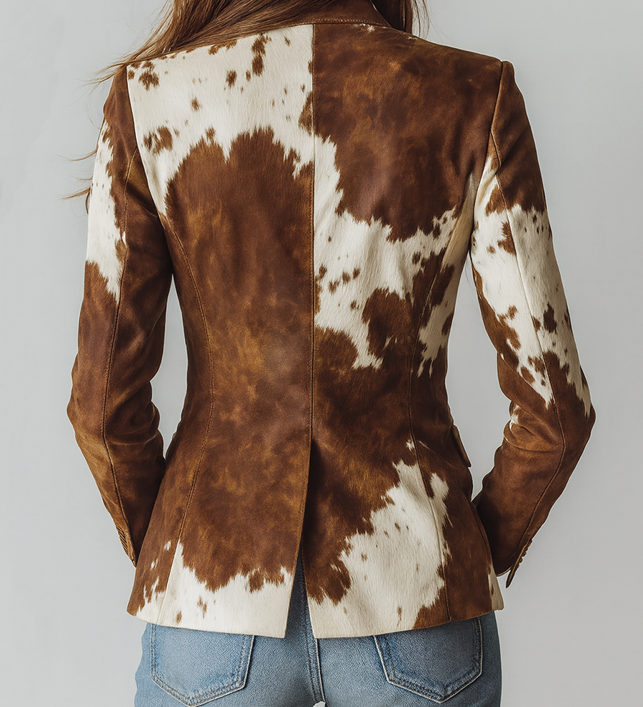 Blazer effetto camoscio a stampa pezzata