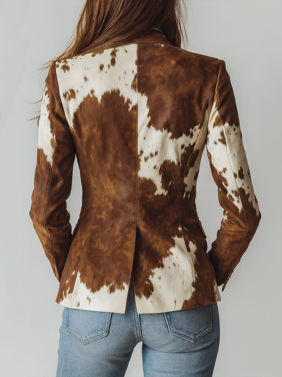Blazer effetto camoscio a stampa pezzata