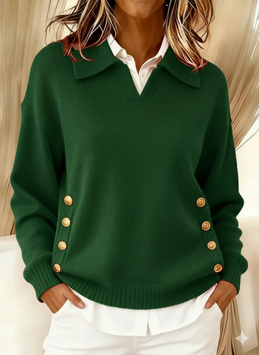 Maglione con Collo Polo e Bottoni