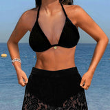 Laluna® | Bikini elegante tinta unita con pizzo