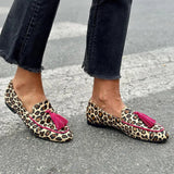 MOCASSINO ANIMALIER CON NAPPE FUXIA