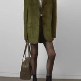 Sofia | Blazer Oversize in Suede Verde Militare