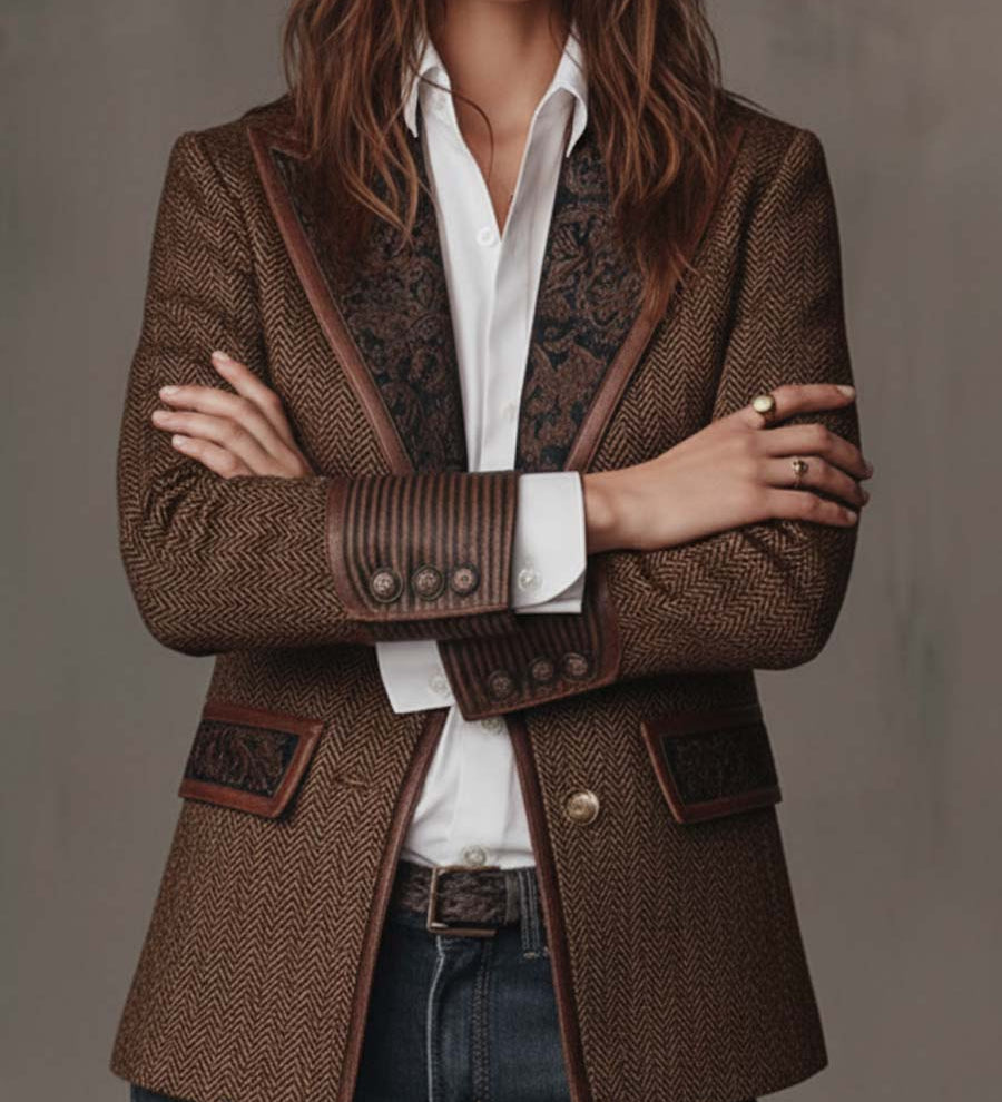 Blazer in tweed a spina di pesce