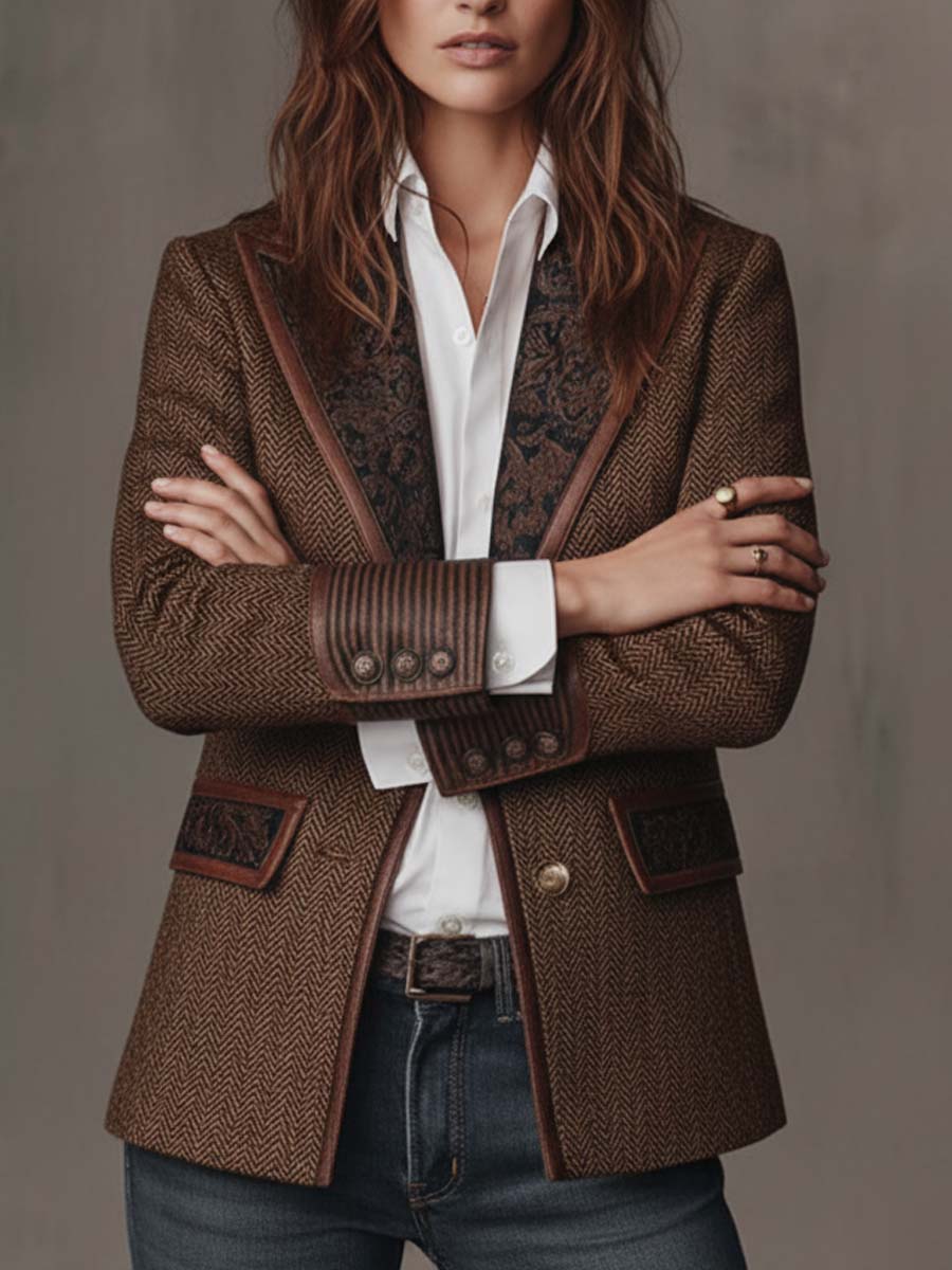 Blazer in tweed a spina di pesce