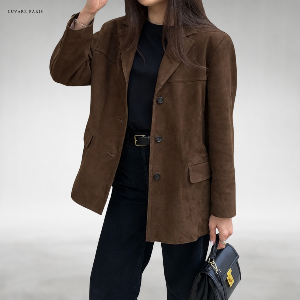 Blazer Vintage con Tasche Applicate