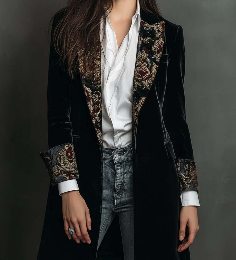 Blazer in velluto con revers barocchi