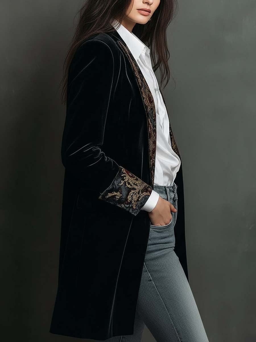 Blazer in velluto con revers barocchi