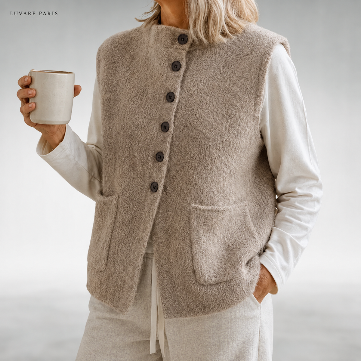 Gilet con Collo Alto e Bottoni