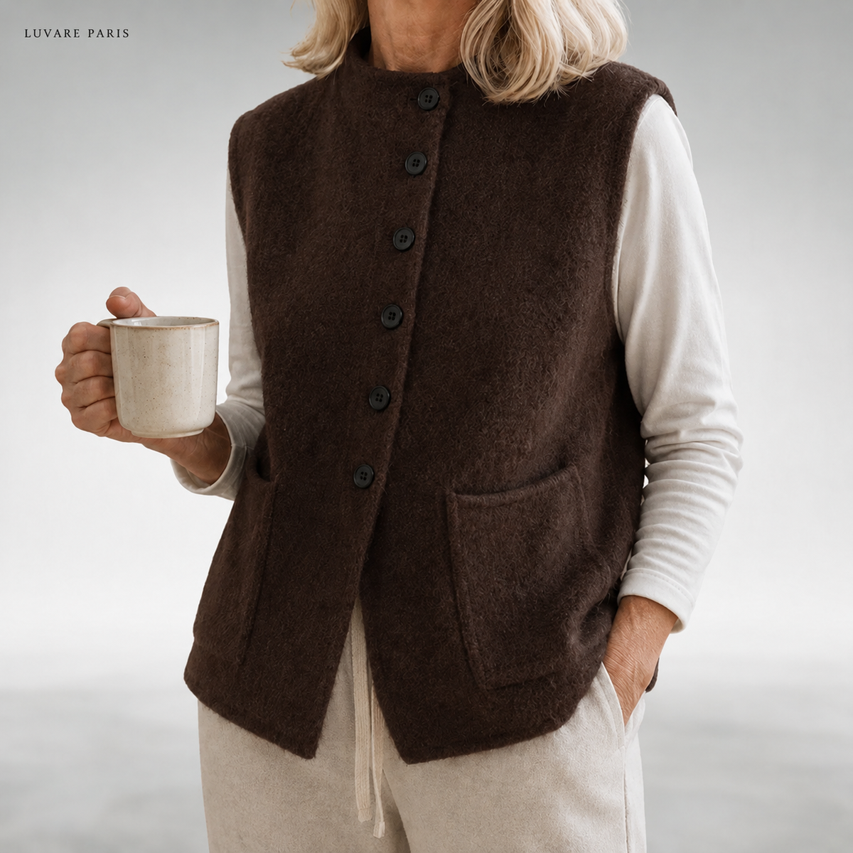 Gilet con Collo Alto e Bottoni
