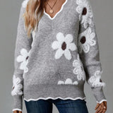 Simona | Maglione Floreale Elegante con Scollo a V