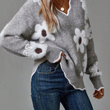 Simona | Maglione Floreale Elegante con Scollo a V