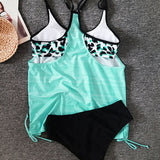 Augustus | Tankini tinta unita con stampa leopardata