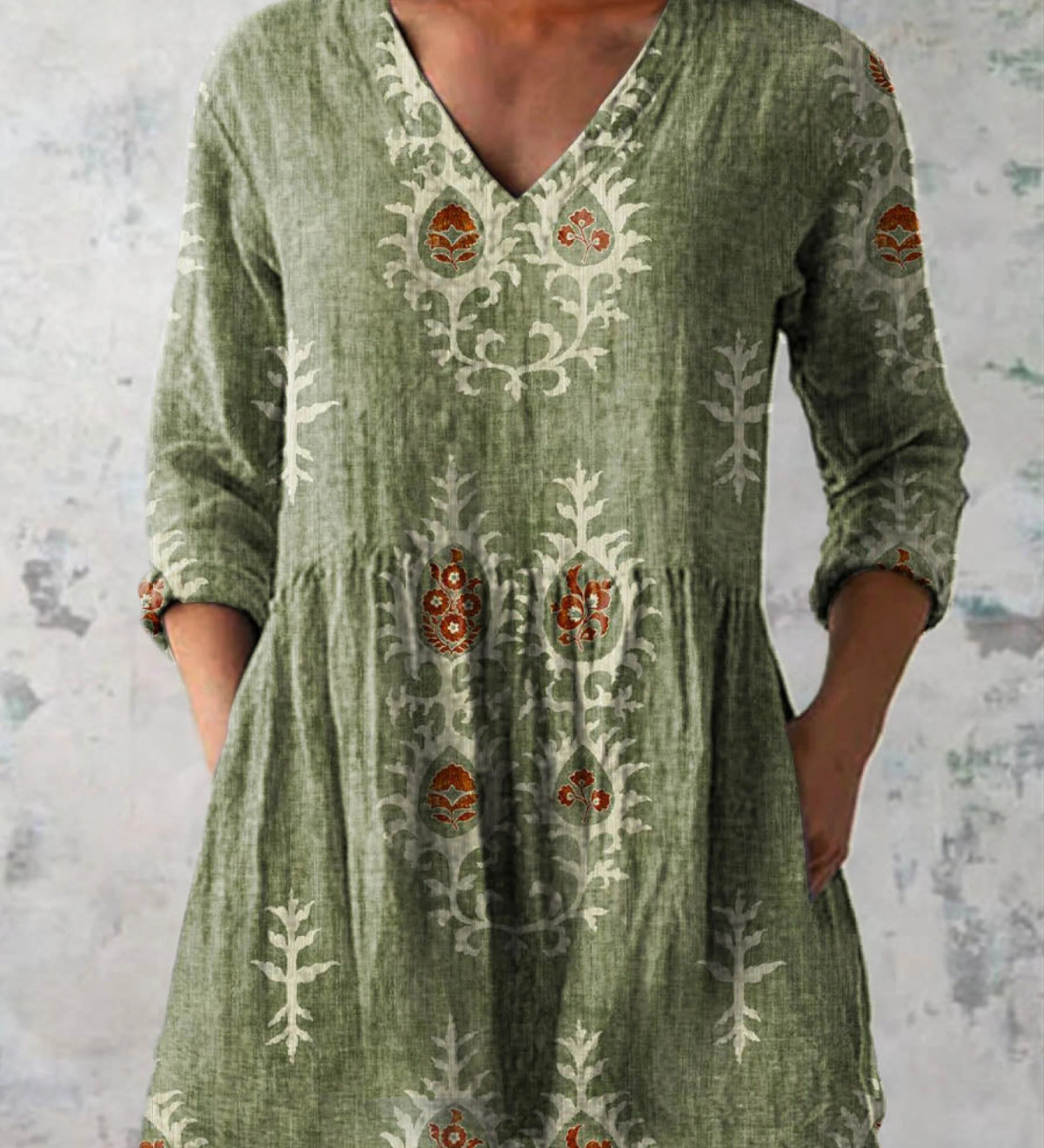 Blusa lunga con scollatura a V