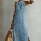 Soline | Abito in denim con pizzo rétro