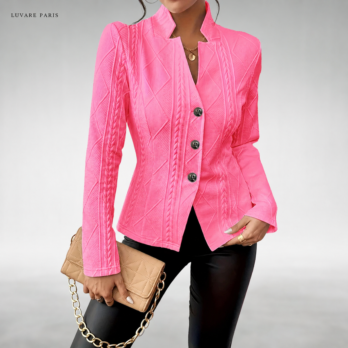 Blazer con Motivi a Trecce