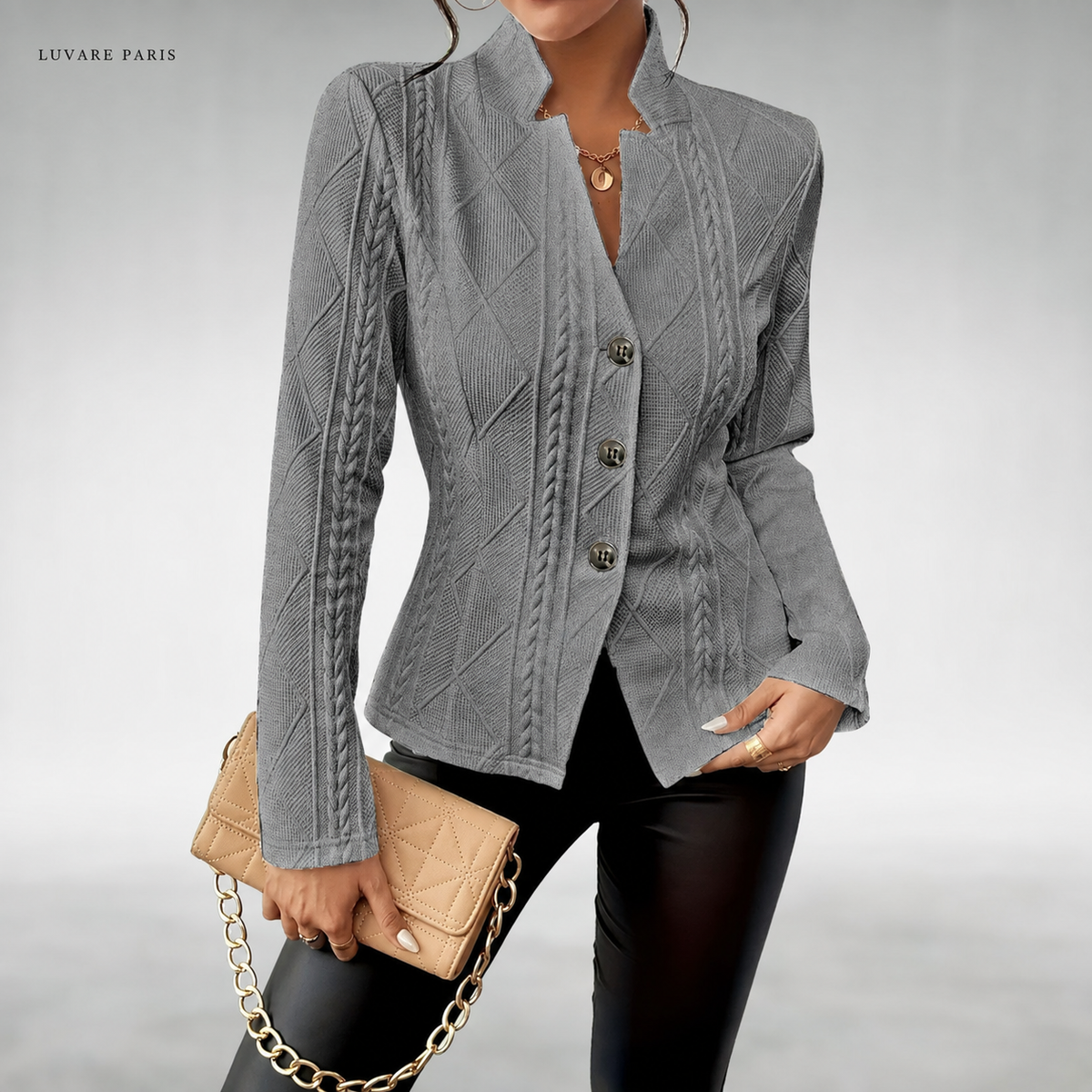 Blazer con Motivi a Trecce