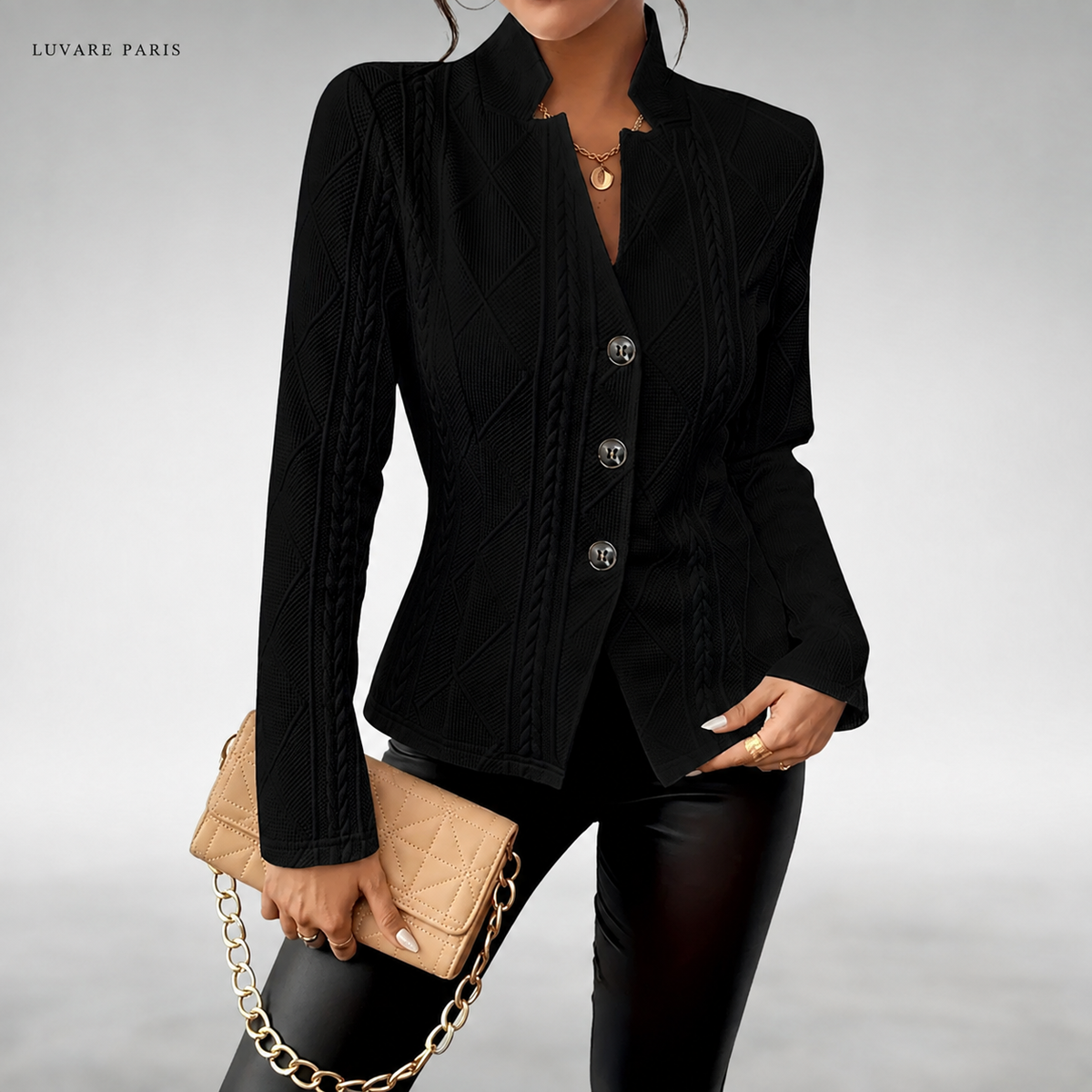 Blazer con Motivi a Trecce