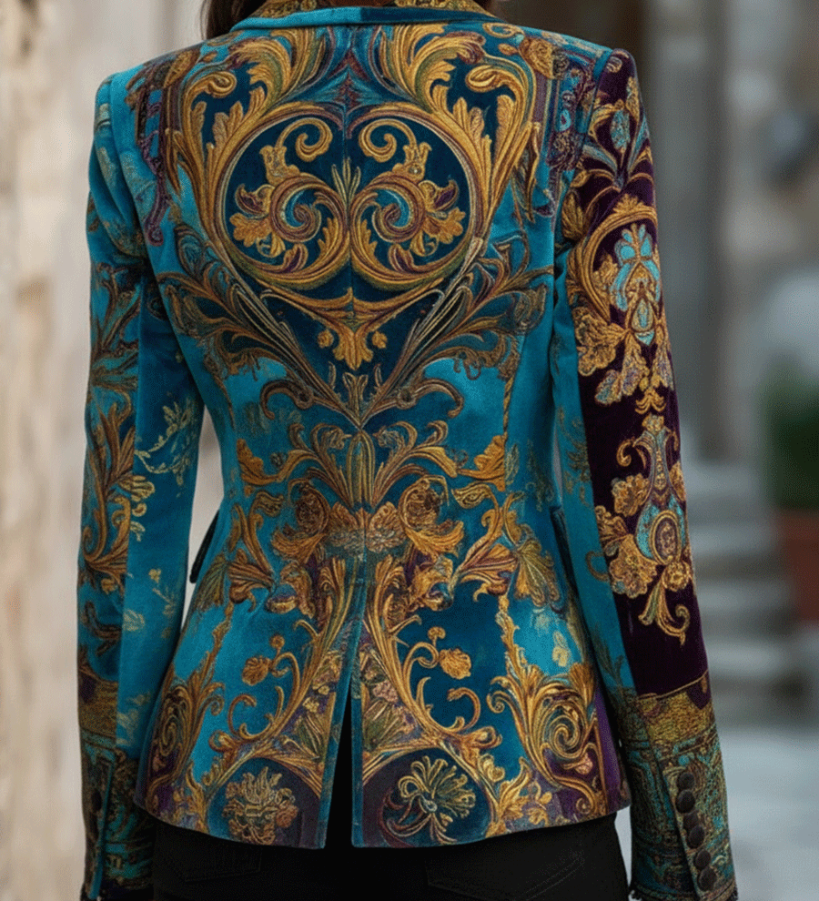 Blazer sartoriale in velluto barocco