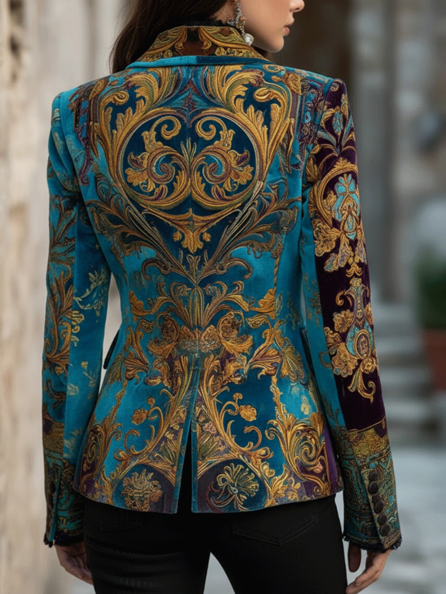 Blazer sartoriale in velluto barocco