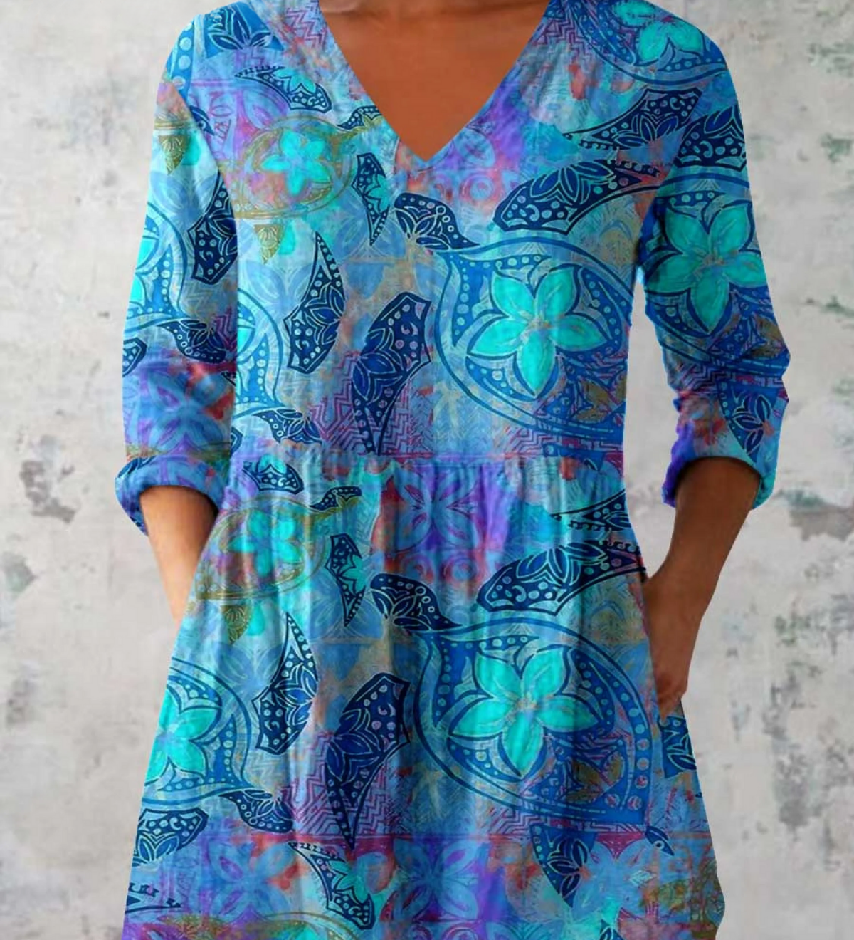 Blusa lunga con scollatura a V