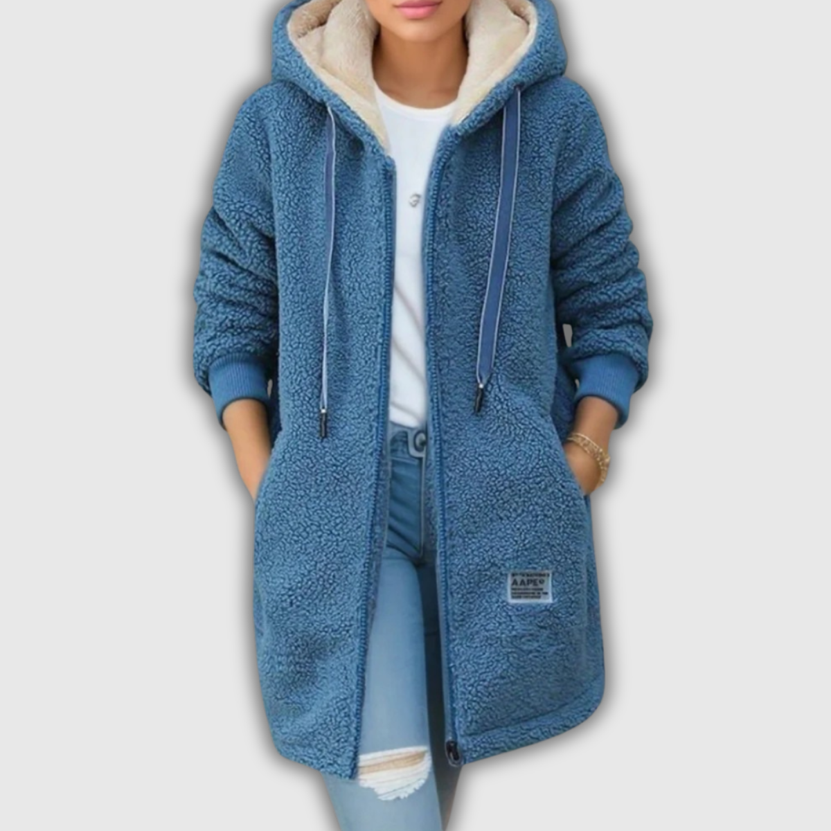 Accogliente giacca teddy con cappuccio