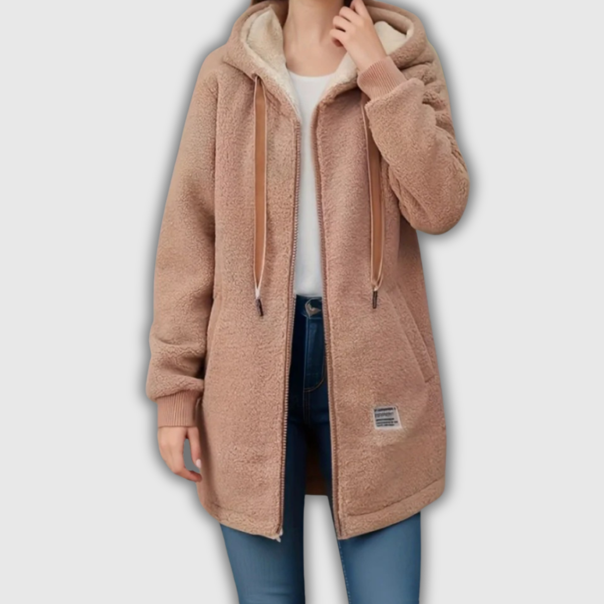 Accogliente giacca teddy con cappuccio