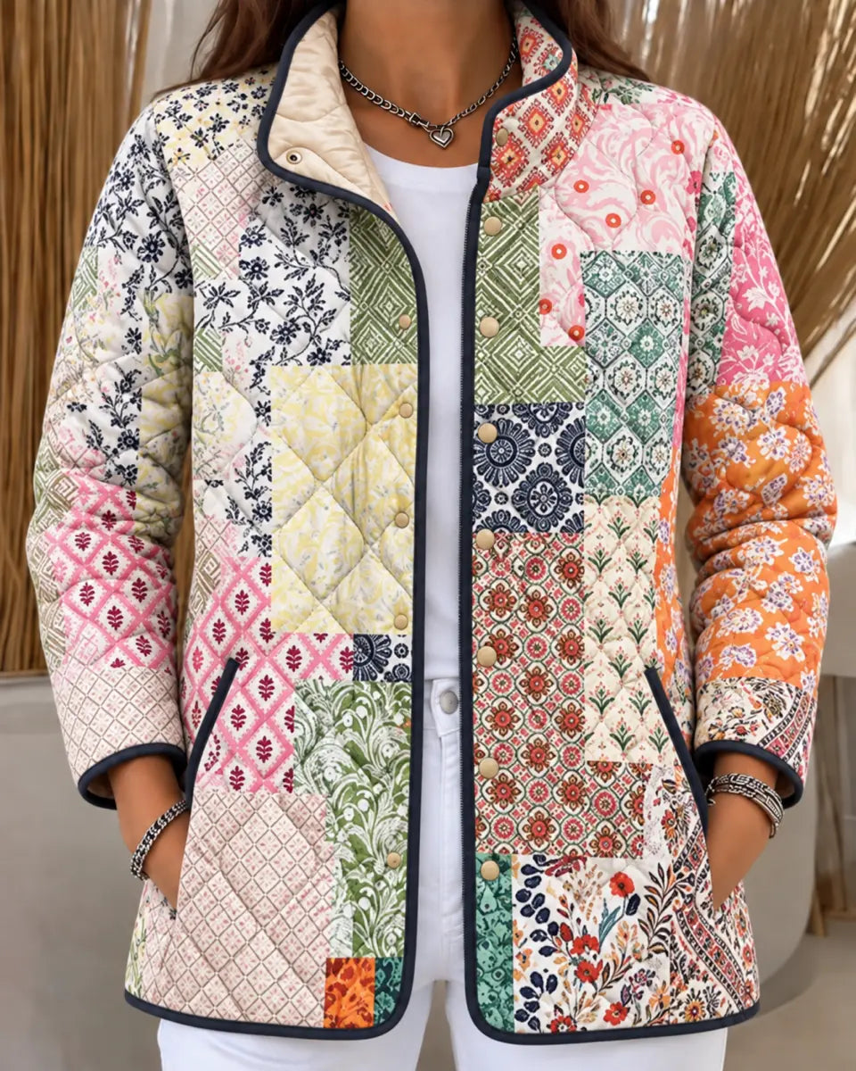 Giacca Trapuntata Patchwork Geometrico