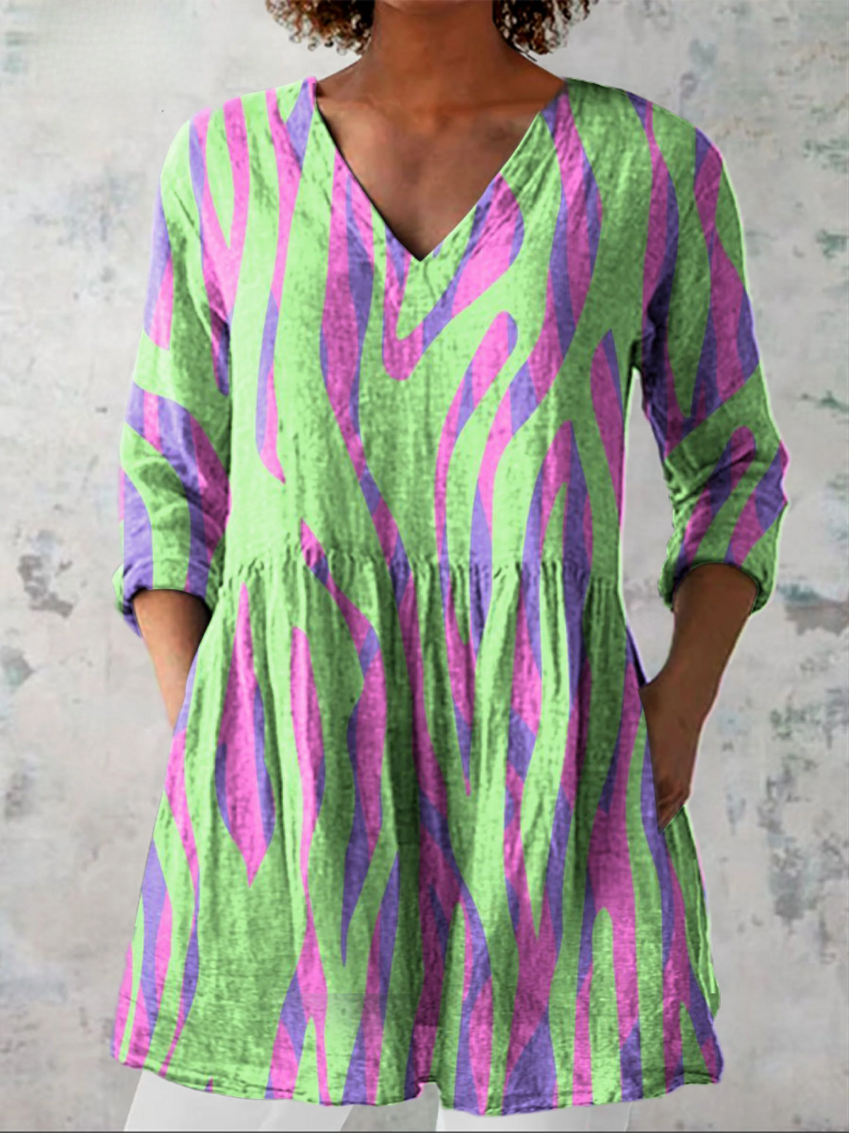Blusa lunga a V