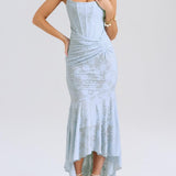 Giulia | Abito maxi floreale blu campanula