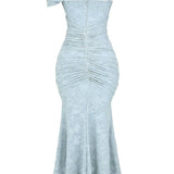 Giulia | Abito maxi floreale blu campanula