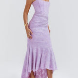 Giulia | Abito maxi floreale blu campanula