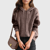 Julie | Maglione con Cappuccio in Maglia a Treccia