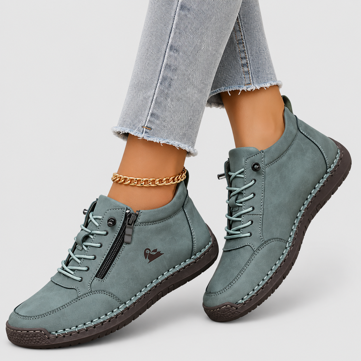 Scarpe con Lacci e Zip Laterale