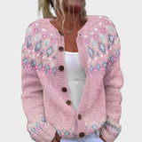 Martina - Cardigan Jacquard Rosa Autunnale