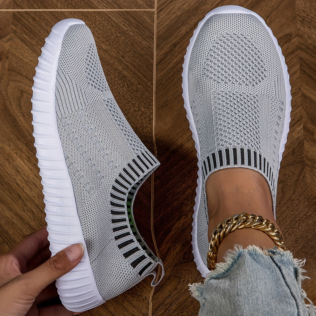 Sneakers Slip-On con Bordo a Righe