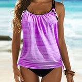 Augustus | Tankini tinta unita con stampa leopardata