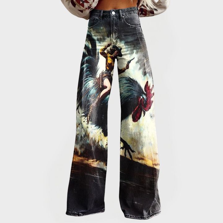 Bianca | Jeans Comodi con Design Grafico