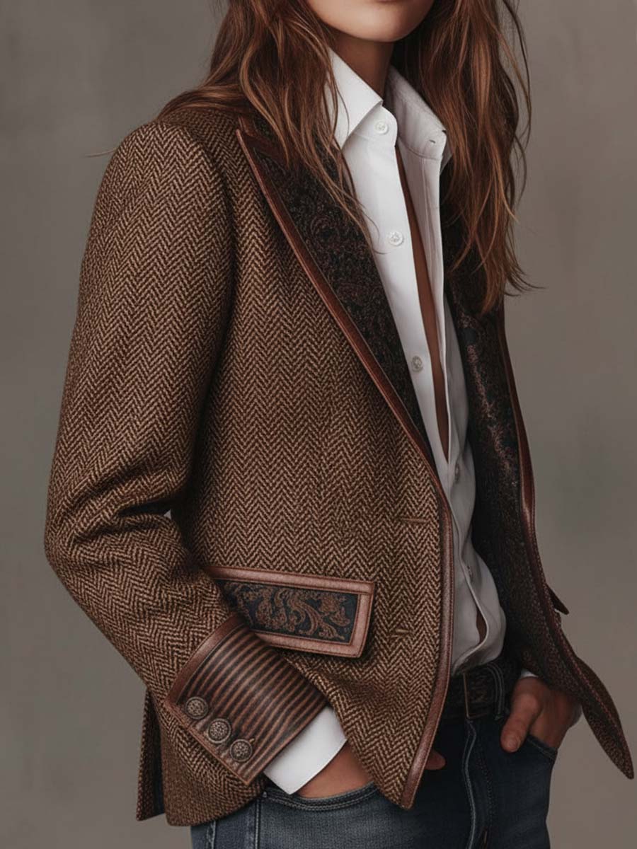 Blazer in tweed a spina di pesce