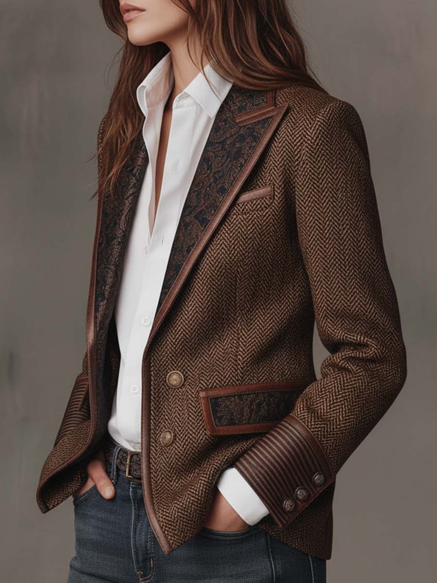 Blazer in tweed a spina di pesce