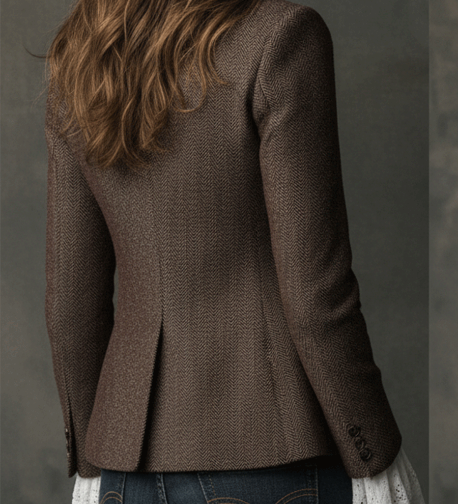 Blazer sartoriale in tweed marrone