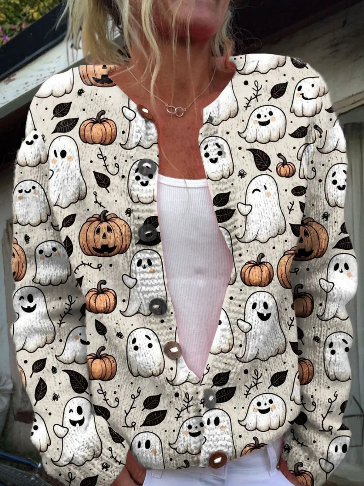 Léa | Gilet Halloween con motivo fantasma