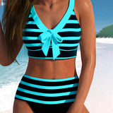 Laluna® | Bikini a righe a vita alta