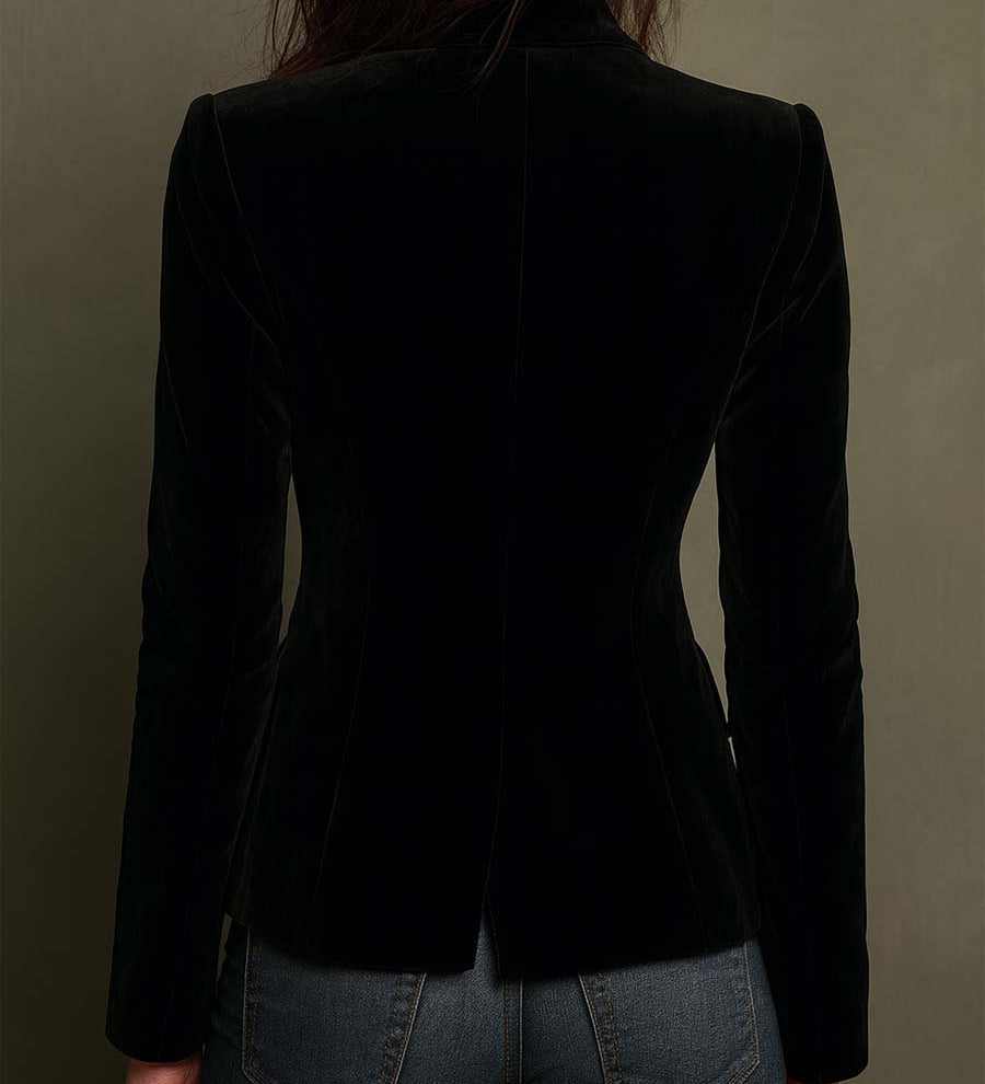 Blazer in velluto con ricami floreali