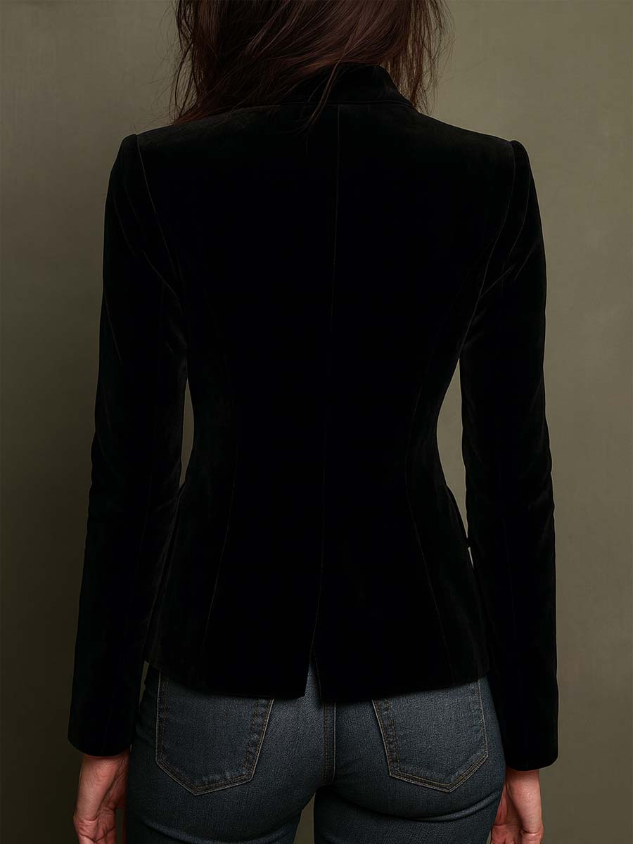 Blazer in velluto con ricami floreali