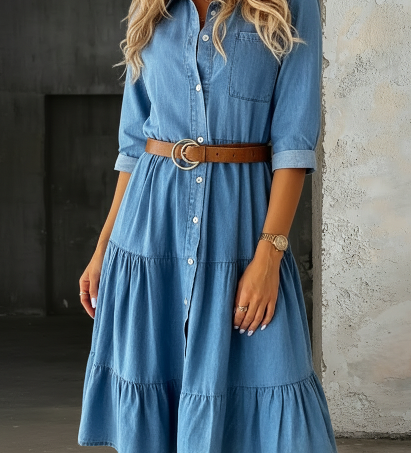 Abito Midi in Denim Casual ed Elegante
