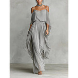 Isabela | Completo fluido grigio con top a spalline e pantaloni leggeri