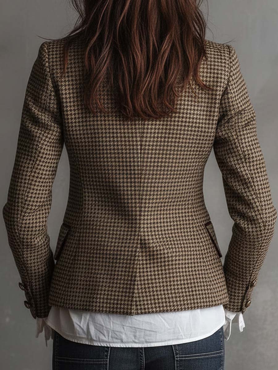 Blazer sartoriale in tweed pied-de-poule