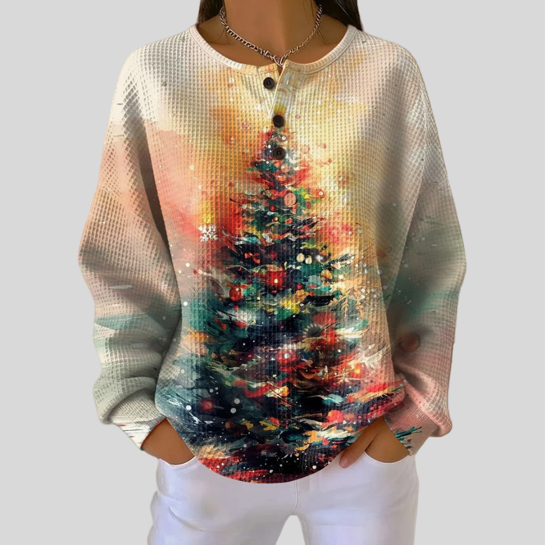 Maglione con Albero di Natale ad Acquerello