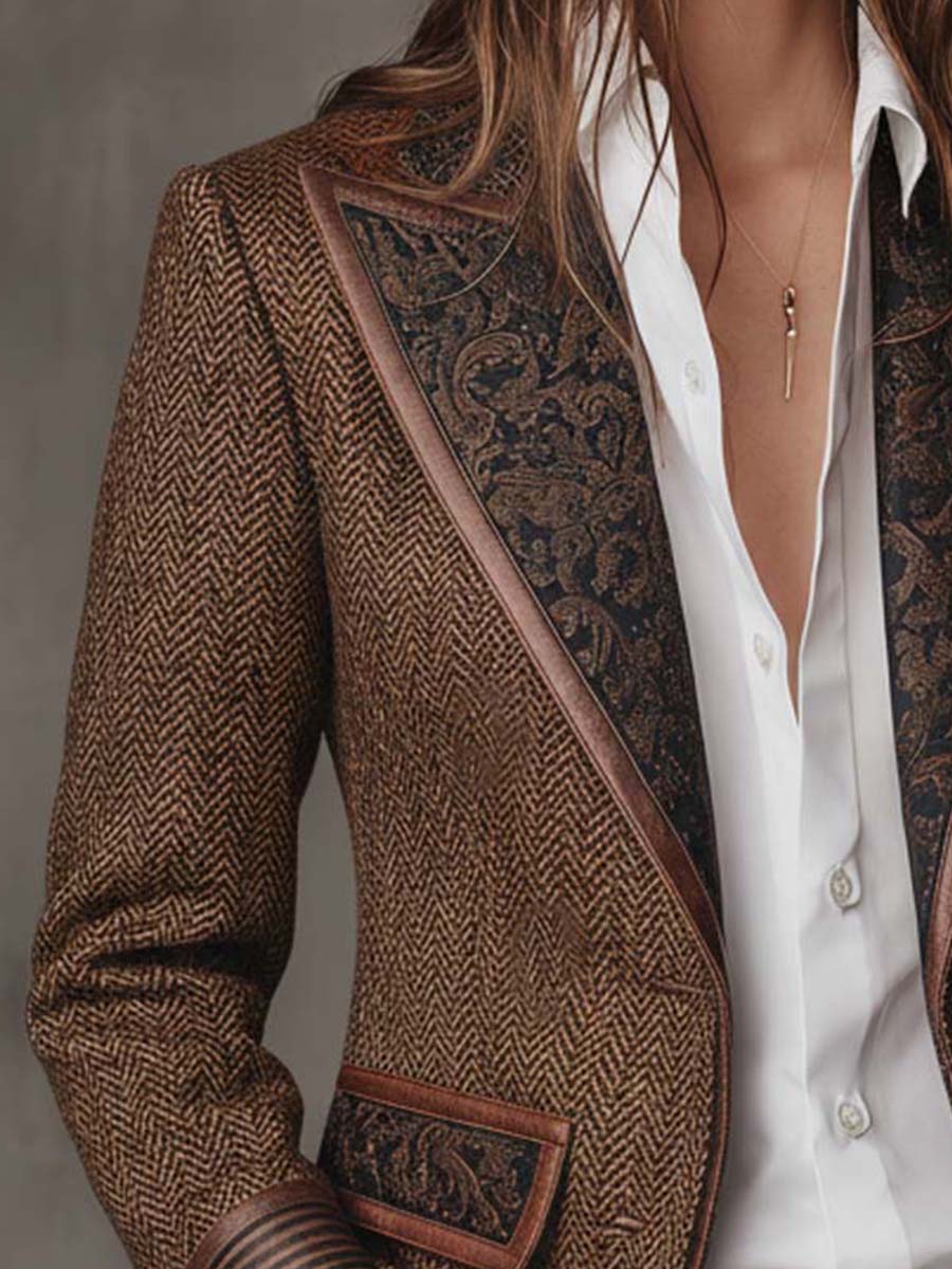 Blazer in tweed a spina di pesce